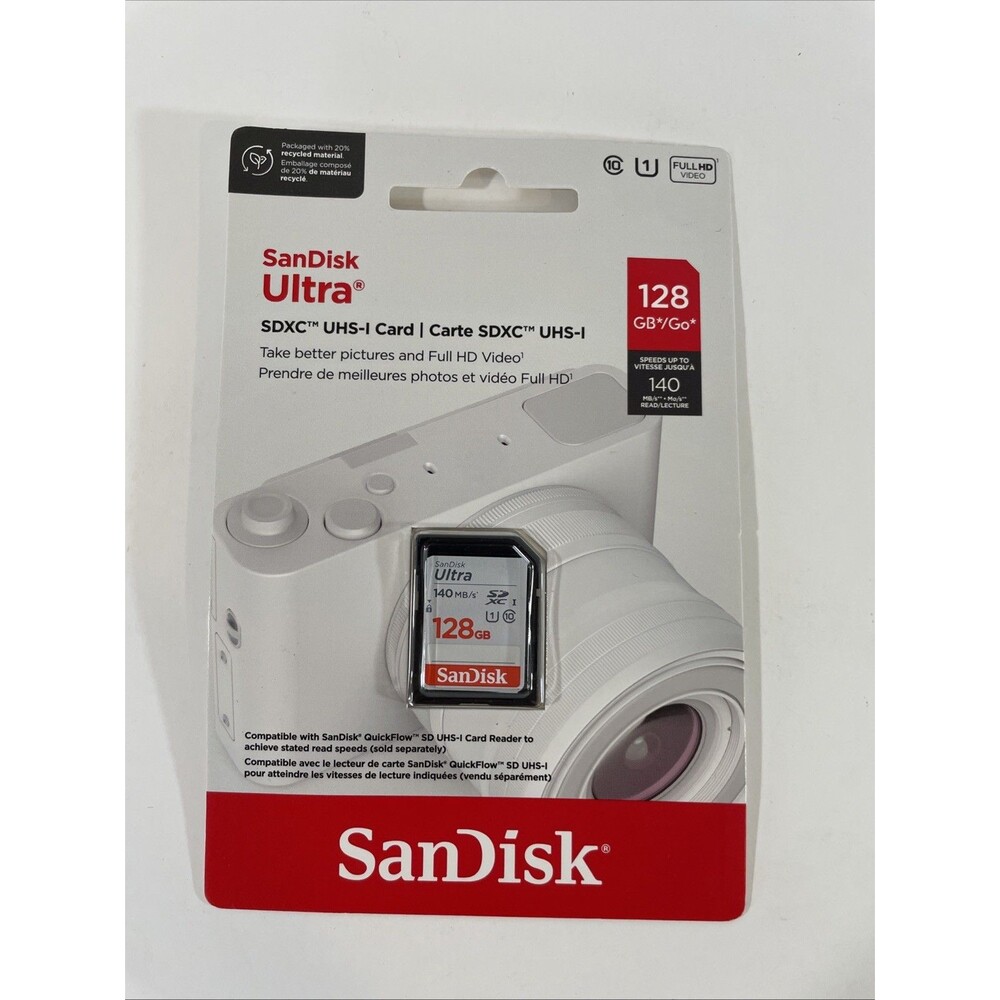SanDisk Ultra 128GB SDXC UHS-I Class 10 High Speed Memory Card 140MB/s